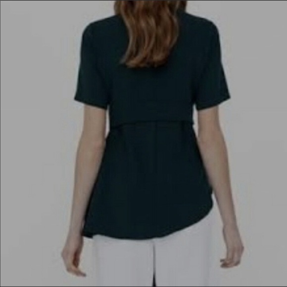 ZARA Asymmetrical Green Top with Bow Detail Large - Picture 3 of 6